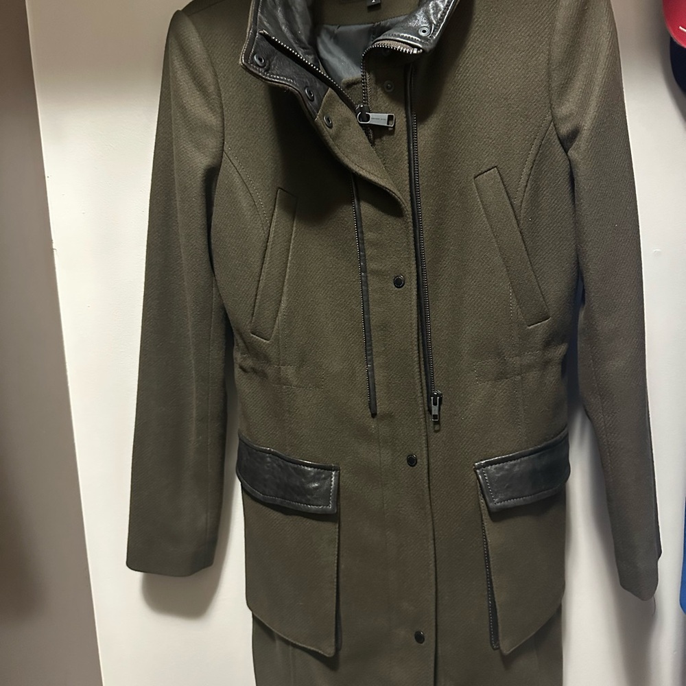 Andrew Marc Utility Jacket style winter coat in brown with Black Details